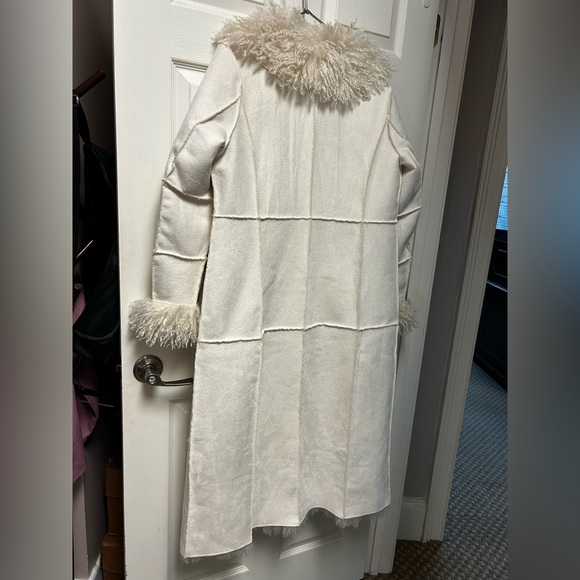 Ivory Faux Suede & Shearling Big Sky Full-Length Coat - Picture 3 of 5